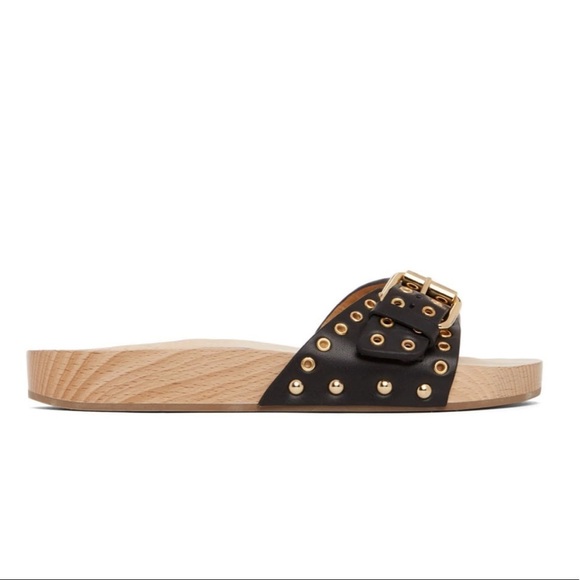 Isabel Marant Jaso Leather Slip On Clogs Sandals Black Women's Sizes 7 & 8 NWOT - Picture 5 of 7